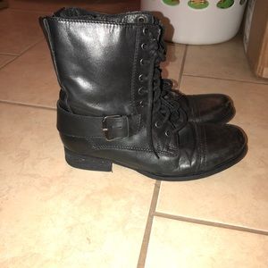 Nine West black combat boots